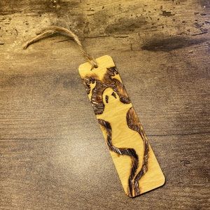 GHOST woodburned wooden Bookmark original art work